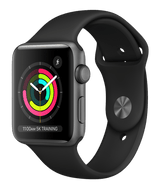 Apple Watch Series 3 4G Aluminium med ett svart Sport Band