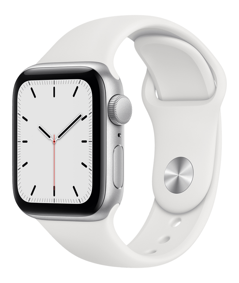 Apple Watch SE 4G Aluminium med ett vitt Sport Band