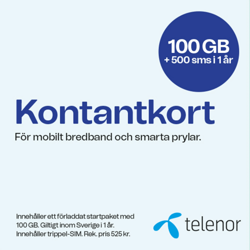 Telenor kontantkort - Mobilt bredband 100 GB