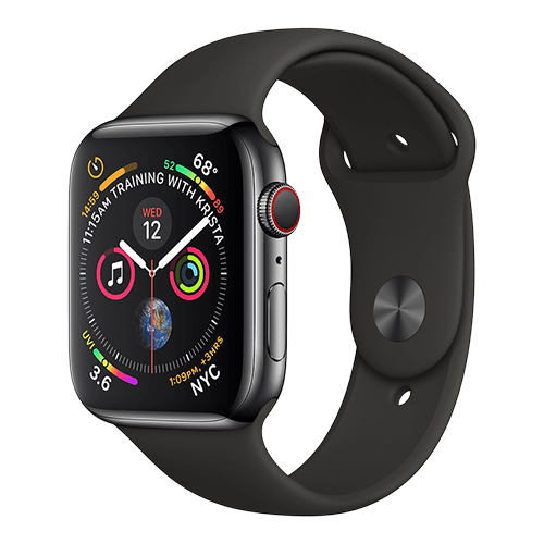 Apple Watch Series 4 Aluminium med ett svart Sport Band