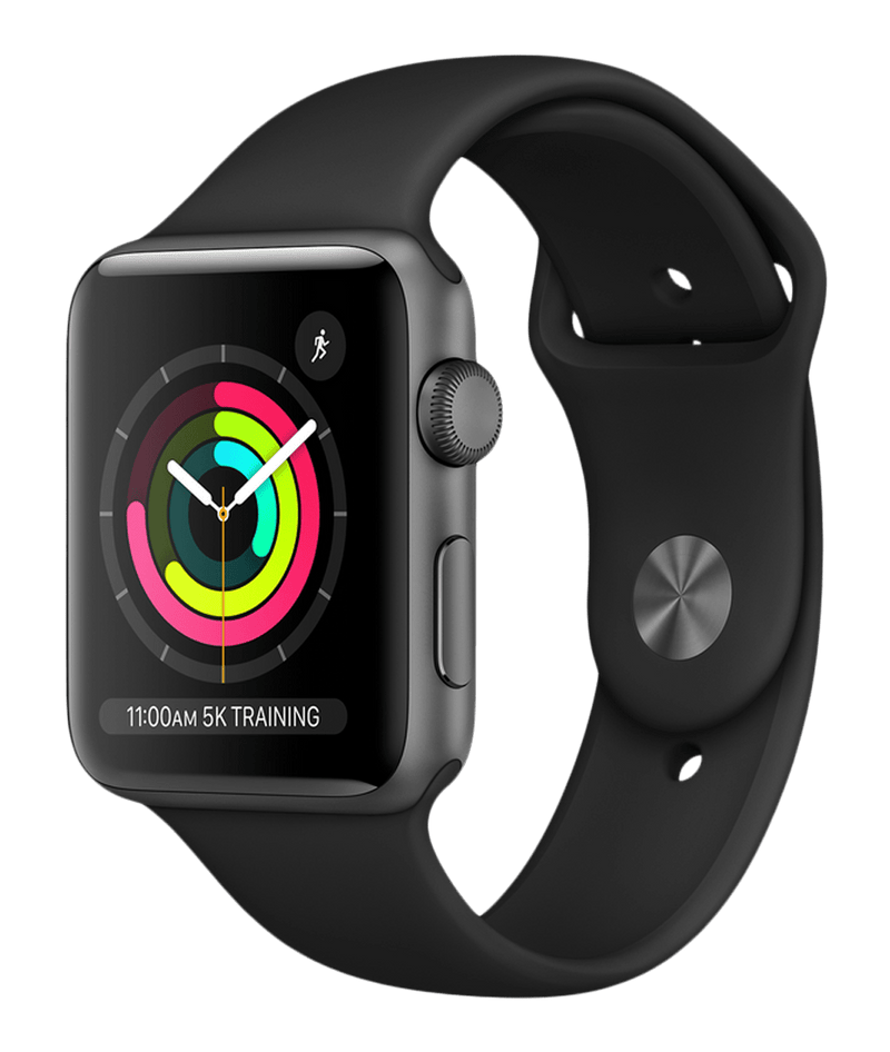 Apple Watch Series 3 4G Aluminium med ett svart Sport Band