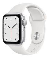 Apple Watch SE 4G Aluminium med ett vitt Sport Band